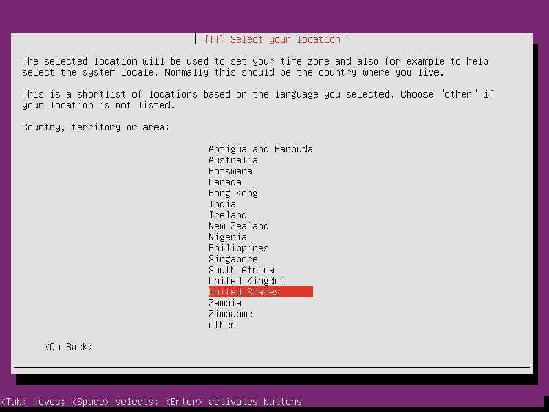 Select United States as location