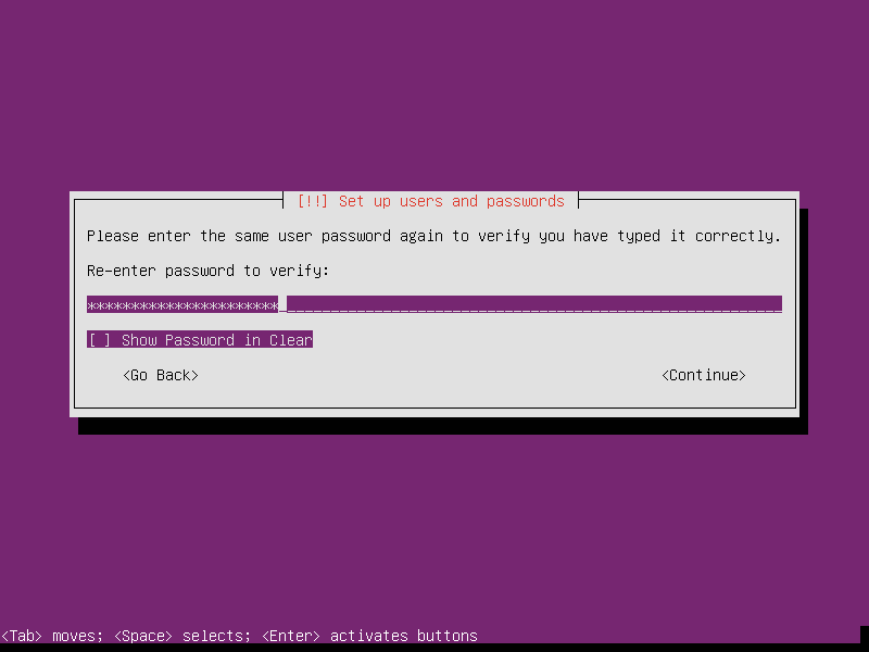 Re-enter password to verify